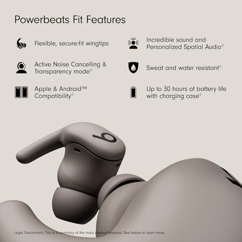 Beats Powerbeats Fit Workout Earbuds - Secure Fit Noise-Cancelling with 30H Battery Life - IPX4 Gravel Gray