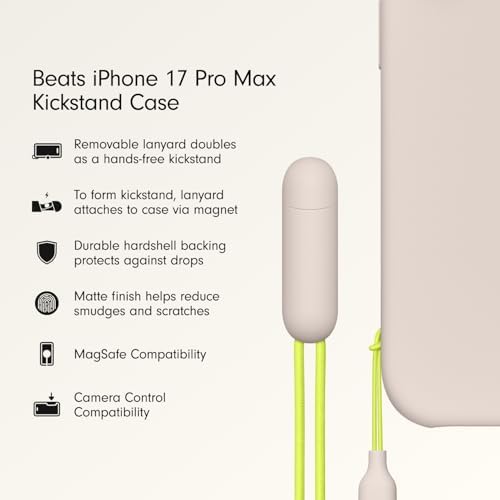 Beats iPhone 17 Pro Max MagSafe Kickstand Case with Camera Control - Bedrock Blue Built-in Stand & Lanyard