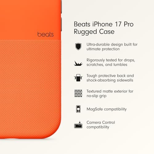 Beats iPhone 17 Pro Rugged Case with MagSafe - Drop Tested, Sierra Orange